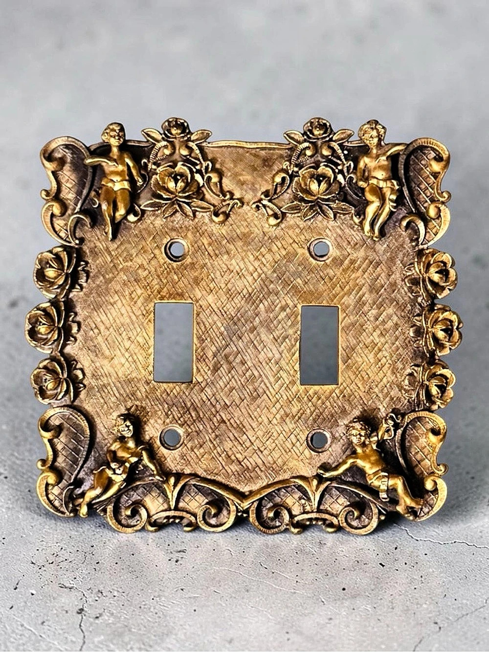 Signed Vintage Florenta of California Cherubs Light Switch Cover